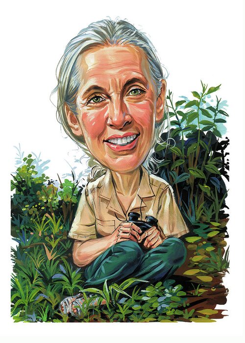 Jane Goodall Greeting Card featuring the painting Jane Goodall by Art 