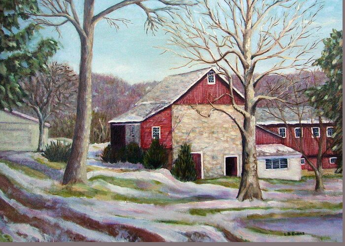 Country Greeting Card featuring the painting January Thaw by Lynda Evans
