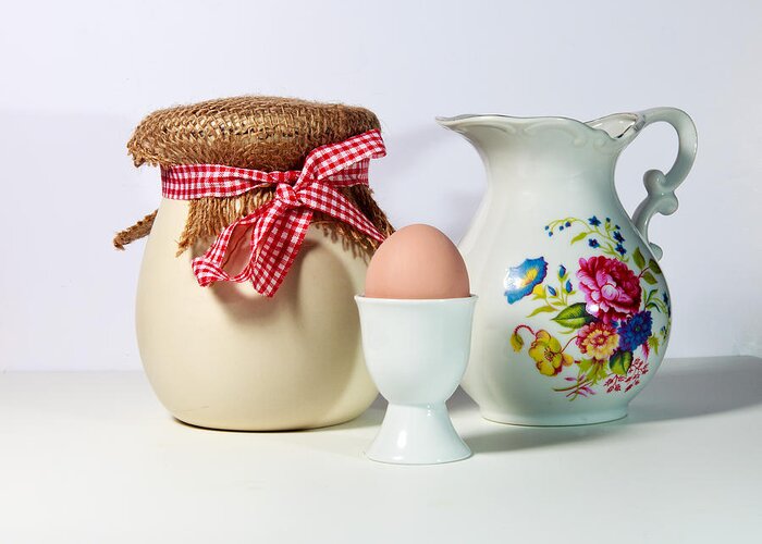 Jar Greeting Card featuring the photograph Jar and Egg by Cecil Fuselier