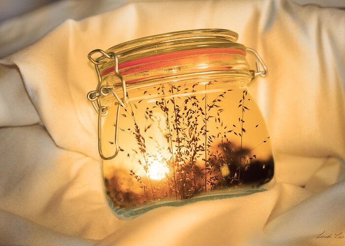 Jar Greeting Card featuring the digital art Jar Full of Sunshine by Linda Lees