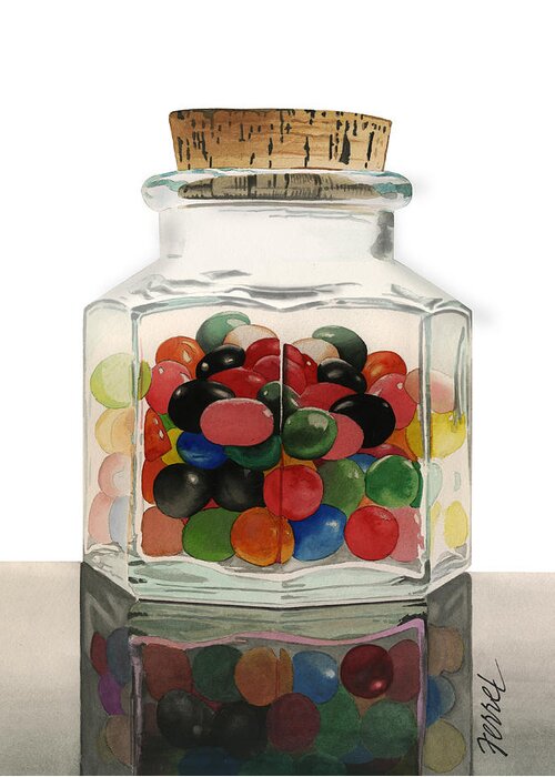 Jars Greeting Card featuring the painting Jar of Jelly Bellies by Ferrel Cordle
