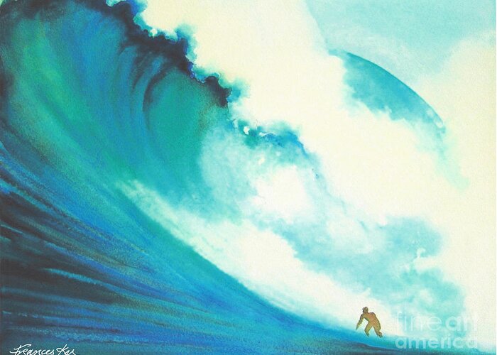 Ocean Greeting Card featuring the painting Jaws by Frances Ku