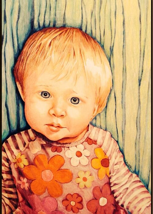 Baby Greeting Card featuring the painting Jayde by Linda H Clark