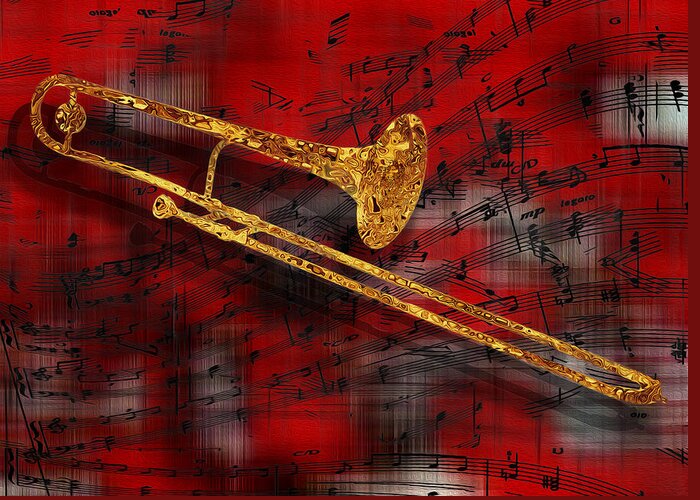 Tuba Greeting Card featuring the painting Jazz Trombone by Jack Zulli
