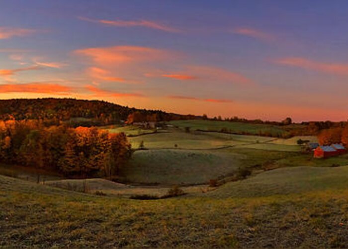 Jenne Farm Greeting Card featuring the photograph Jenne Farm Vermont Panoramic by Joann Vitali