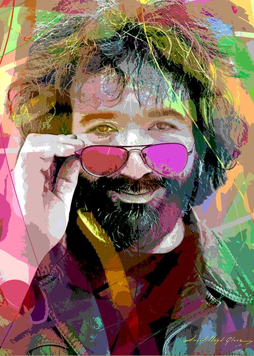 Pop Art Greeting Card featuring the painting Jerry Garcia Art by David Lloyd Glover