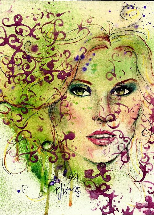 Beauty Greeting Card featuring the mixed media Jessie by PJ Lewis
