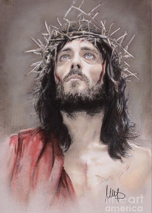  Jesus Greeting Card featuring the drawing Jesus by Melanie D