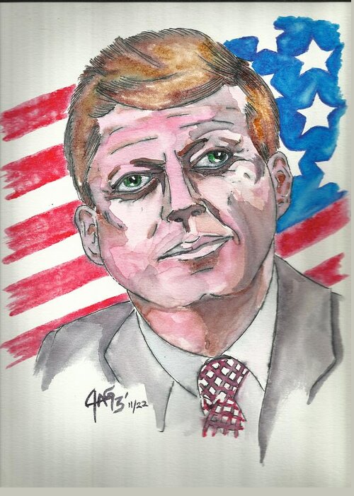 1963 Greeting Card featuring the painting JFK by The GYPSY