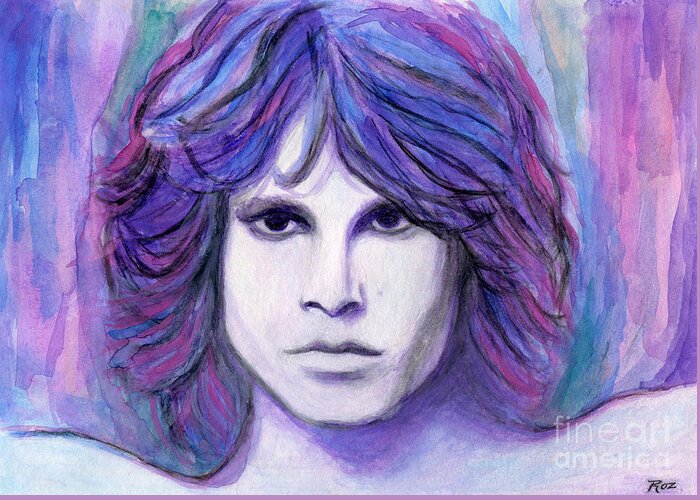 Jim Morrison Greeting Card featuring the painting Jim Morrison by Roz Abellera