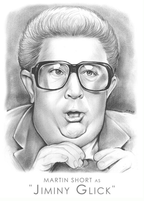 Celebrities Greeting Card featuring the drawing Jiminy Glick by Greg Joens