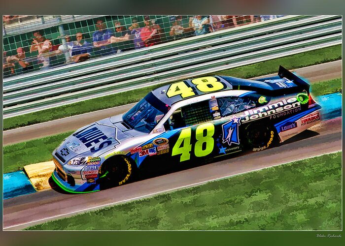 Jimmie Johnson Greeting Card featuring the photograph Jimmie Johnson by Blake Richards