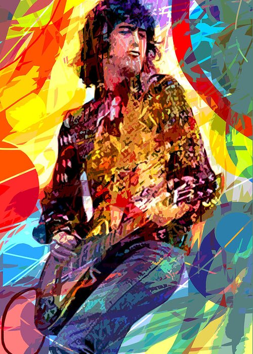 Led Zeppelin Greeting Card featuring the painting JIMMY PAGE LEDs LEAD by David Lloyd Glover