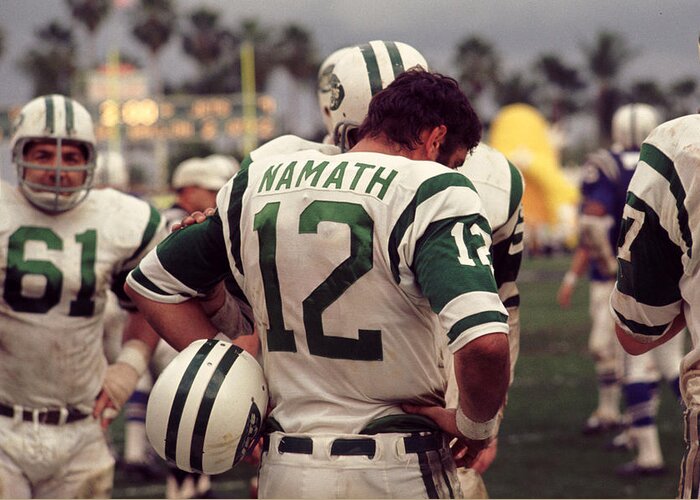 Marvin Newman Greeting Card featuring the photograph Joe Namath On Sideline by Retro Images Archive