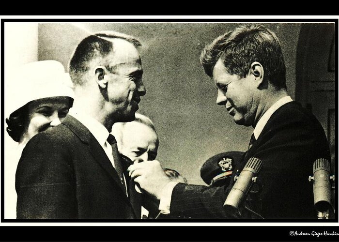 John F Kennedy Greeting Card featuring the photograph John F Kennedy with Astronaut Alan B Shepard Jr by Audreen Gieger