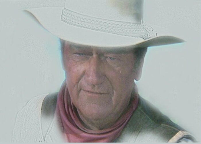 John Greeting Card featuring the painting John Wayne by Randy Follis