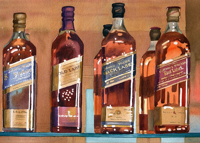 Johnnie Greeting Card featuring the painting Johnnie Walker by Mary Helmreich
