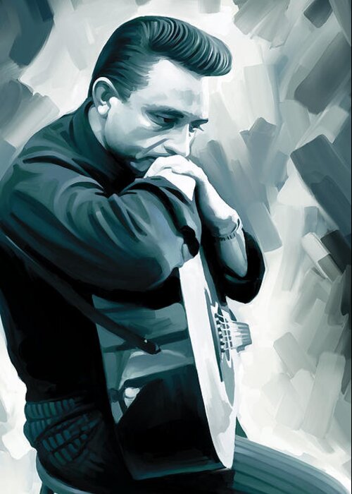 Johnny Cash Paintings Greeting Card featuring the painting Johnny Cash Artwork 3 by Sheraz A