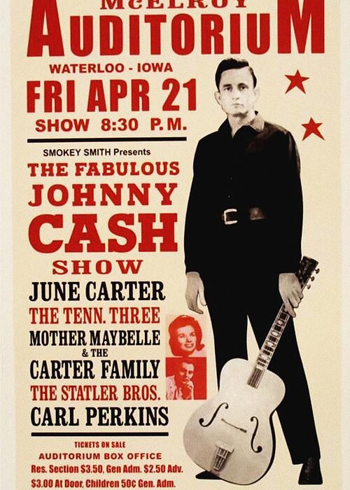 Johnny Greeting Card featuring the photograph Johnny Cash Concert Poster by Bill Cannon