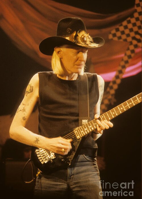 Johnny Winter Greeting Card featuring the photograph Johnny Winter 1984 by David Plastik