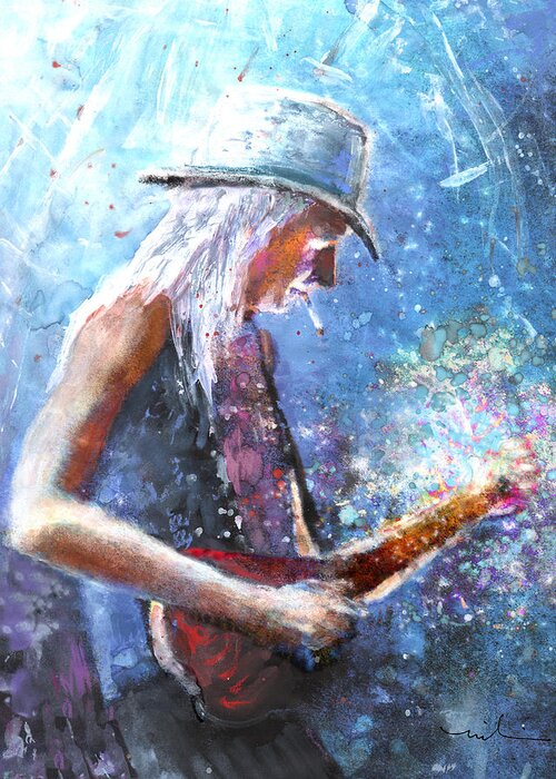 Music Greeting Card featuring the painting Johnny Winter by Miki De Goodaboom