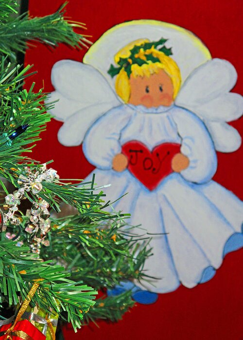Angel Greeting Card featuring the painting Joy by Barbara McDevitt