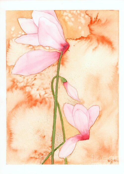 Cyclamen Greeting Card featuring the painting Joy by Hilda Wagner
