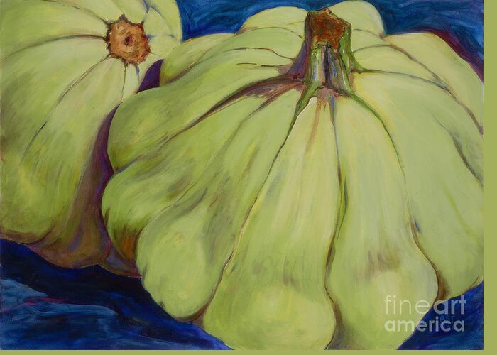 Vegetables Greeting Card featuring the painting Junee's Squashes by Betsee Talavera