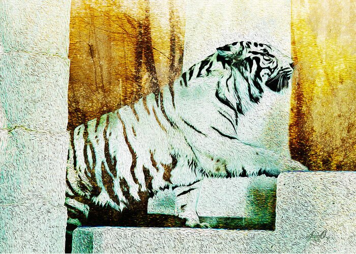 Animal Greeting Card featuring the digital art Jungle Tiger by Janice OConnor
