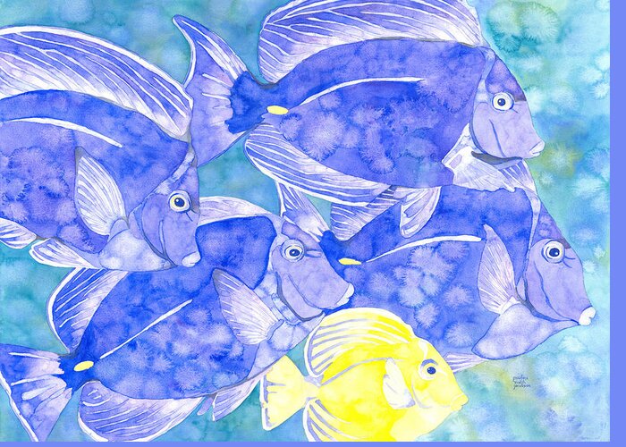 Tropical Fish Greeting Card featuring the painting Junior Goes To School by Pauline Walsh Jacobson
