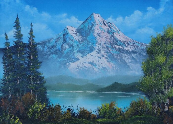 Mountain Greeting Card featuring the painting Just the Perfect Day by Bob Williams
