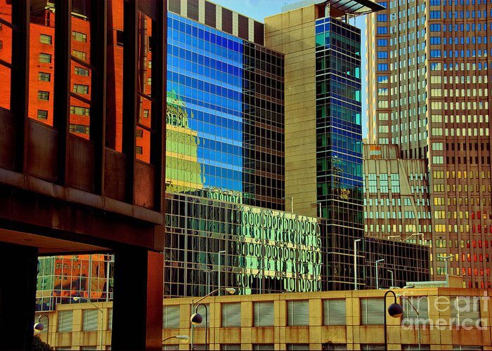 Building Greeting Card featuring the photograph Juxtaposition of Pittsburgh Buildings by Amy Cicconi