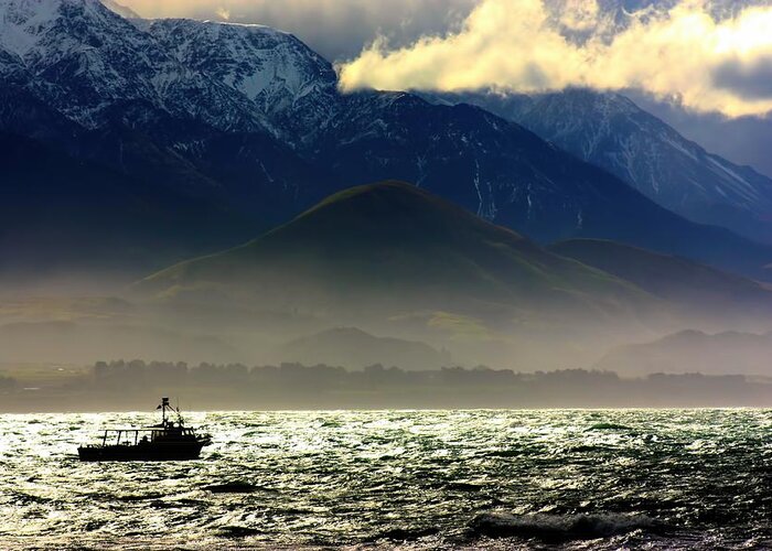 Rough Sea Greeting Card featuring the photograph Kaikoura Coast New Zealand by Amanda Stadther
