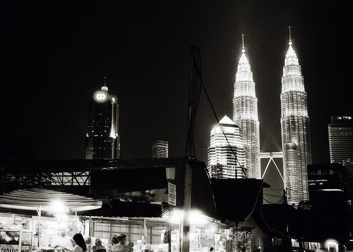 Petronas Towers Greeting Card featuring the photograph Night in Kampung Baru by Shaun Higson