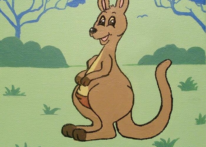  Kangaroo Greeting Card featuring the painting Kangaroo by Anne Gardner