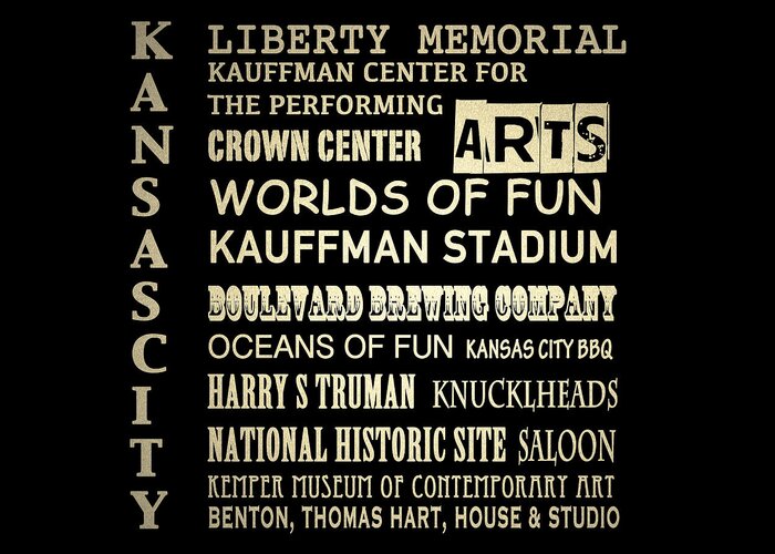 Kansas Greeting Card featuring the digital art Kansas City Famous Landmarks #1 by Patricia Lintner