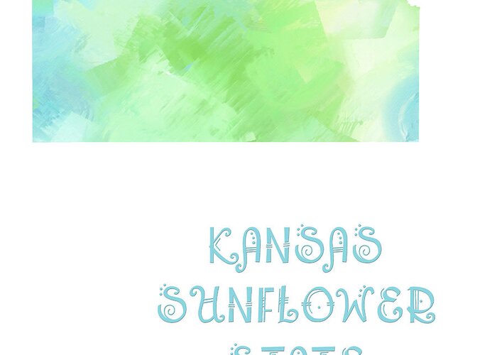 Andee Design Greeting Card featuring the digital art Kansas - Sunflower State - Map - State Phrase - Geology by Andee Design