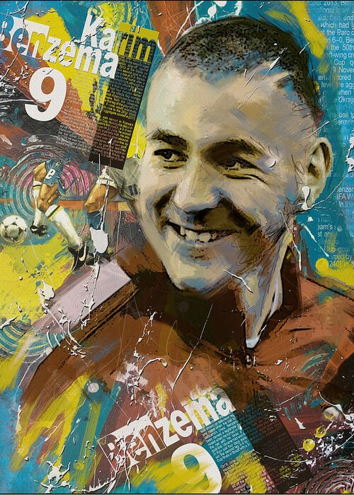 Benzema Greeting Card featuring the painting Karim Benzema - B by Corporate Art Task Force