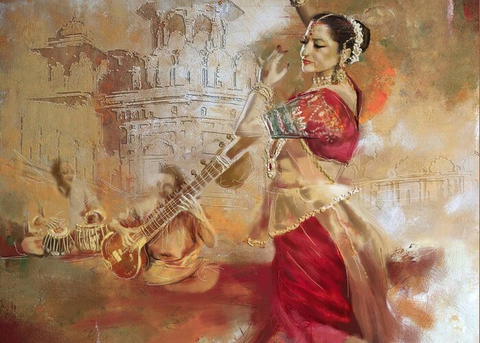 Zakir Greeting Card featuring the painting Kathak Dancer 8 by Corporate Art Task Force