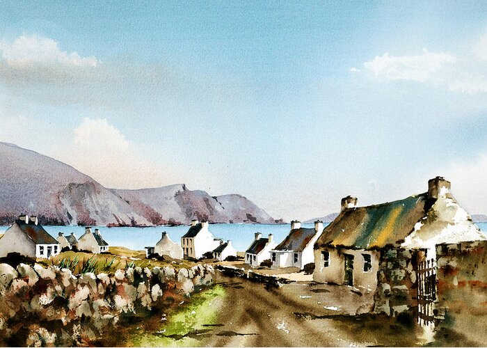 Vall Byrne Greeting Card featuring the painting Keel Laneway in Achill by Val Byrne