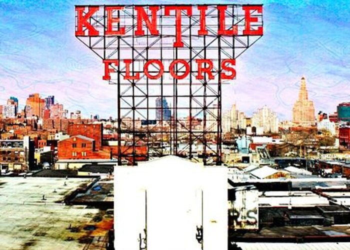 Kentile Floors Sign Greeting Card featuring the photograph Kentile Floors by Lilliana Mendez