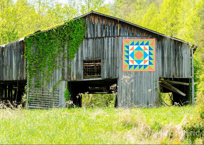 Architecture Greeting Card featuring the photograph Kentucky Barn Quilt - Thunder and Lightening by Mary Carol Story