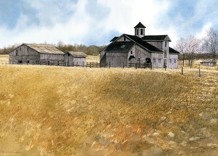 Landscape Greeting Card featuring the painting Kentucky Farm by Tom Wooldridge