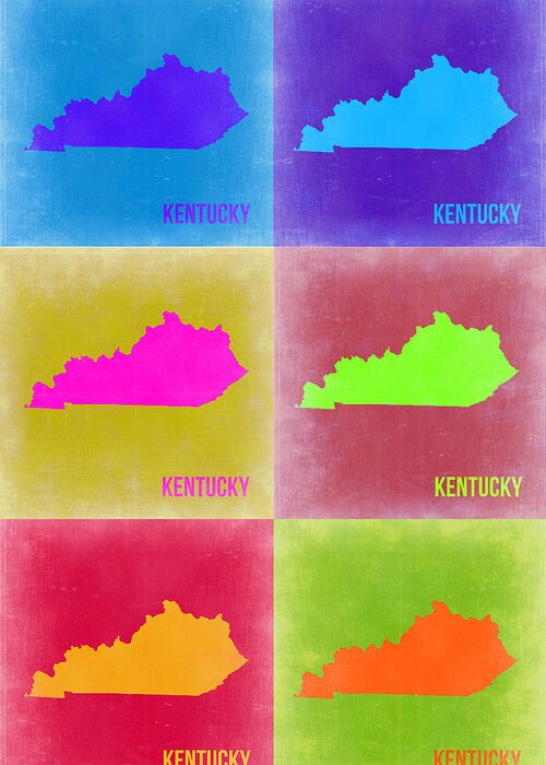 Kentucky Map Greeting Card featuring the painting Kentucky Pop Art Map 2 by Naxart Studio