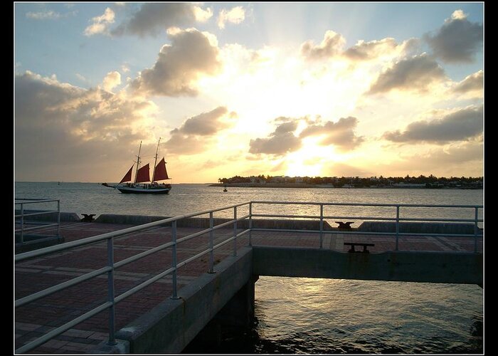 Key West Sail Boat Water Seascape Greeting Card featuring the photograph Key West by Bruce Kessler