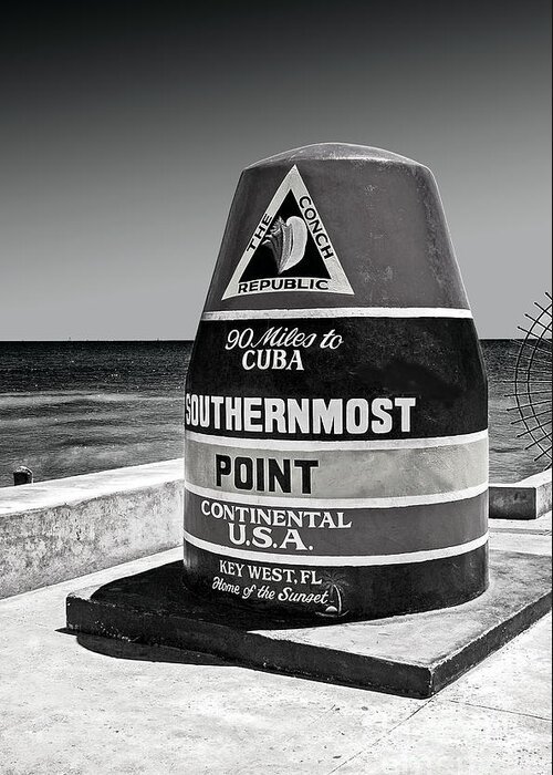 Florida Greeting Card featuring the photograph Key West Cuba Distance Marker by Phil Cardamone