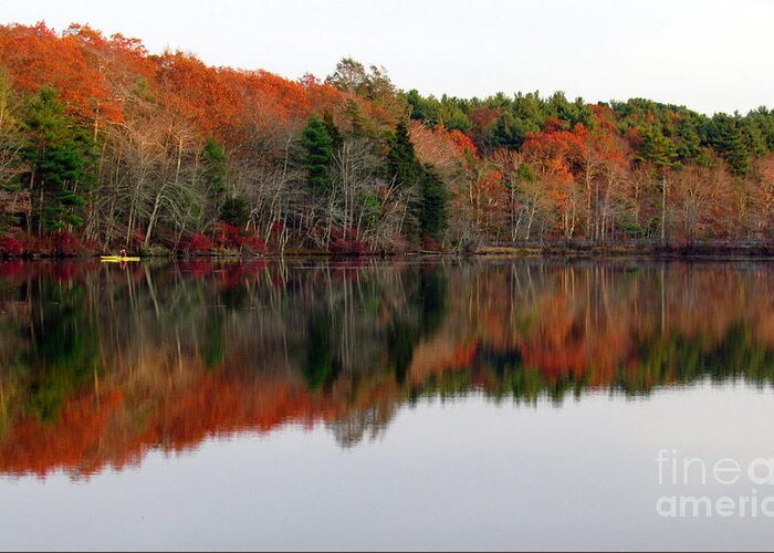 Pond Greeting Card featuring the photograph Killingly Autumn Reflections X by Lili Feinstein