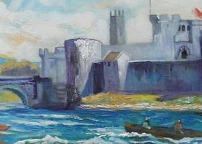 Limerick Greeting Card featuring the painting King Johns Castle Limerick Ireland by Paul Weerasekera
