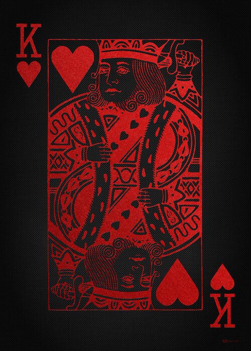 'red And Black' Collection By Serge Averbukh Greeting Card featuring the digital art King of Hearts in Red on Black Canvas  by Serge Averbukh