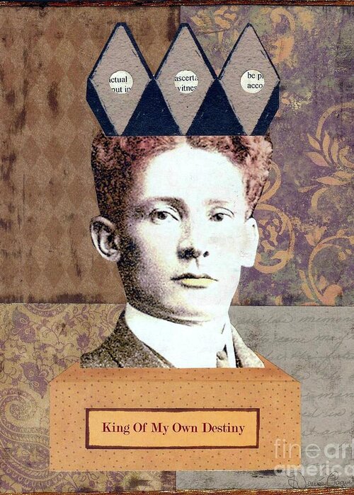 Brown Greeting Card featuring the mixed media King of My Own Destiny by Desiree Paquette